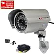 VideoSecu Outdoor Weatherproof 1/3" CCD CCTV Security Camera 420TVL Wide View Angle Lens 28 Infrared IR Leds for Night Vision with Power Supply and Camera Extension Cable IRX5KC 1SS