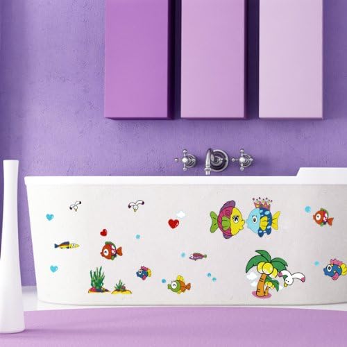 Mega Home Decal Mural Swimming Fish Happy Family Kids Nursery Room Wall Decals