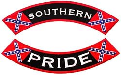 Southern Pride Embroidered Two-Piece Confederate Flag Iron-On Rockers Civil War Patch