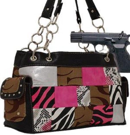 Khaki and Pink Fashion Signature Conceal and Carry Purse