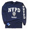 NYPD T-SHIRT, Officially Licensed Crewneck New York Police Department Long-Sleeve Athletic Tee, Navy