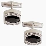 Mens Accessory Cufflinks Sterling Silver Onyx Gemstone (cflng248)