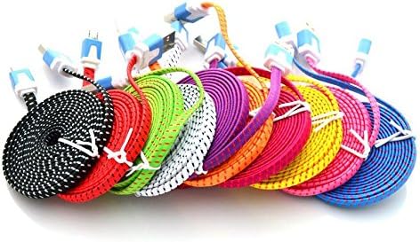 Angietech 10 Pcs Lot Colorful Ruggedized Braided Fabric 6ft Feet 2 M Meters Usb to Micro USB 2.0 Data Sync Charging Cable Cord for Samsung Galaxy S2 S3 S4 Note2 I9500 HTC Blackberry (10pcs 2meters Fabric)