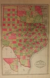 Antique Map of USA: Texas, Oklahoma, 1888