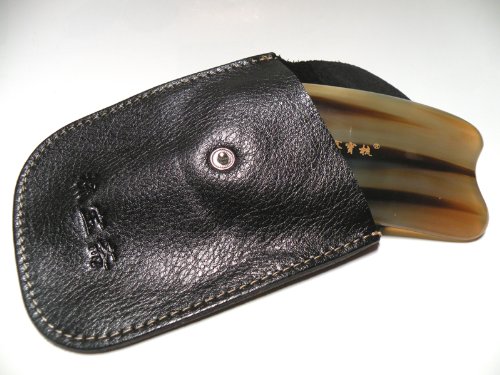 Unique Buffalo Horn Hand Held Massage Gua-Sha Tool w/RANDOM COLOR Cowhide Full Grain Leather Gift Bag(3.5"x4.75"-Rectangle GuaSha-Shaped)-Natural Buffalo Horn Guasha(55mm w-the widest area x 95mm L-the longest area x 5mm Thickness-the thickest area)Chinese Traditional Massage Tool,Gua Sha is Another Technique Used to Release Muscle Tension and Tightness. Using a Traditional Specialized Tool, Gua Sha Board/Gua Sha Slide, Your Acupuncturist Will Gently Scrape or Rub The Skin Over a Problem Area. Gua Sha Feels a Bit Like Deep Massage. Gua Sha Treatment May Leave Some Slight Redness, Again, It Will Dissipate Quickly(COLORS & SHAPED WILL COME VARIOUS DUE TO THE NATURAL MATERIALS)