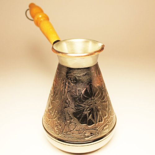 Turkish Greek Coffee Pot "Flower" Volume 12.8 Oz 380 ML (Ibrik, Briki