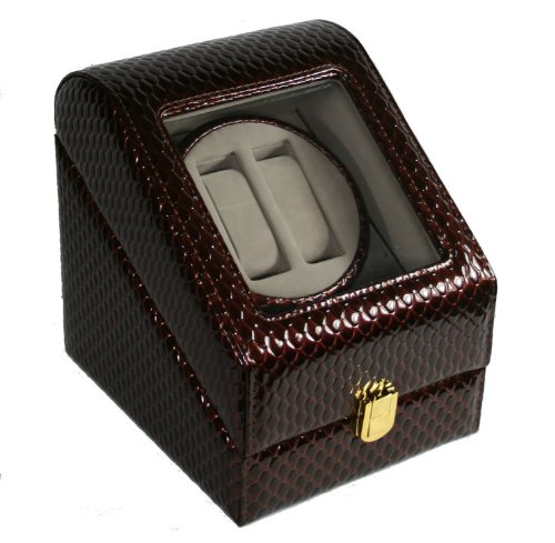 TOP QUALITY LEATHER AUTOMATIC DOUBLE WATCH WINDER BOX PI-Eyu
