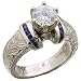 Hand Engraved Platinum Engagement Ring, Semi Mount Setting (without Center Stone)