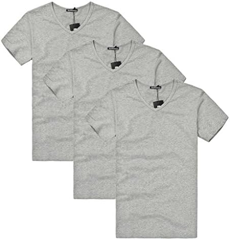 Yunyixiu Men's 3-Pack V-Neck Undershirts,Gray,S