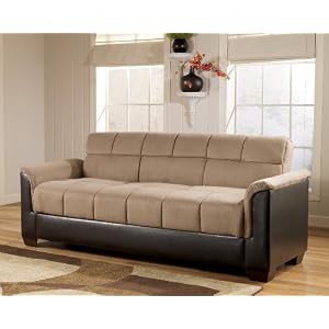 Roxanne Mocha Flip Flop Sofa w  Storage by Ashley Furniture