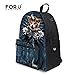 FOR U DESIGNS Cute Cat Dog Print Durale Kids Canvas Bookbag Back to School