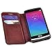 LG Leon LTE/LG Tribute 2 / LG Power/LG Destiny, Deluxe Pu Slim Leather Folio Wallet Flip Case Cover with Kickstand for LG Leon LTE/LG Tribute 2 (Brown Slim Folio Case)