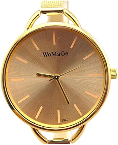 Women's Wrist Watch Analog Solid Dial Stainless Steel Band Quartz Movement - Golden