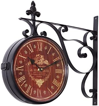 DecorField Old School Dual-Side Iron Wall Hanging Clock - Paris!