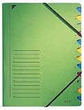 Produkt-Bild: Leitz 39120055 Ordnungsmappe, 12 F&auml;cher, Colorspankarton, gr&uuml;n