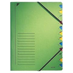 Esselte Leitz 39120055 Ordnungsmappe, 12 F�cher, Colorspankarton, gr�n