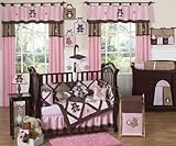 Pink and Chocolate Teddy Bear Baby Girls Bedding 9pc Crib Set