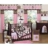 Pink and Chocolate Teddy Bear Baby Girls Bedding 9pc Crib Set