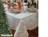 Seasonal Embroidered Design Tablecloth Beige 70" X 105"