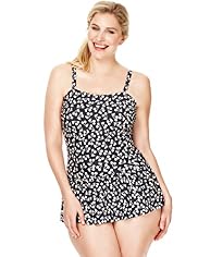 Plus Tummy Control Cherry Print Skirt Swimsuit