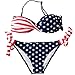 Dong Dian Women's Padded Twist Bandeau Bikini Set USA American Flag Swimsuit