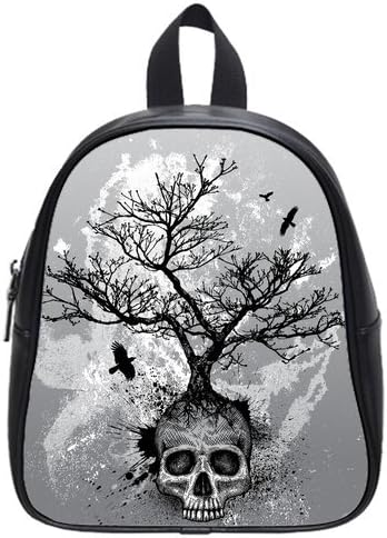 RAROFU Creative Human Skull Tree Eagle Design Size S Backpack School Bag Satchel