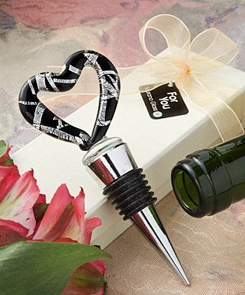 Murano Glass Collection heart design wine bottle stopper favors