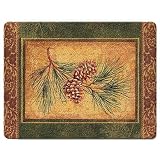 Highland Graphics Rustic Lodge Pine Cones Tempered Glass Cutting Board