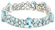 Sterling Silver Blue Topaz Oval and Round-Cut Bracelet, 8"