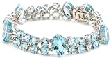 Sterling Silver Blue Topaz Oval and Round-Cut Bracelet, 8"