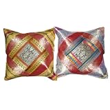 2 Ethnic Vintage Silk Sari Sofa Cushion Coversby Mogulinterior
