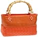 Whiting and Davis Woven Lambskin Satchel With Bamboo