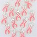 12 Ribbon Cancer Awareness Charm Charms Findings Jewelry Making Bracelets Fundraising (Pink)