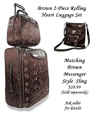 Brighton Inspired Ladies 2 Piece Brown Alligator Heart Rolling Travel Set