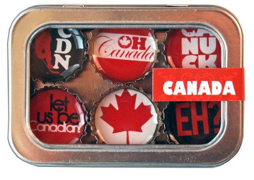 Canada Bottle Cap 6 pc Magnet Set w/ Case