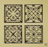 S/4 Tuscan Wrought Iron Scroll Wall Grille Fleur De Lis