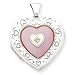Sterling Silver Mother of Pearl Diamond 2-Frame Heart Locket