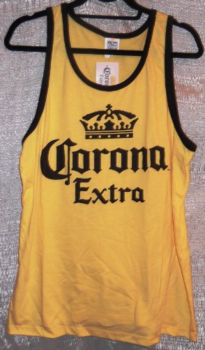 CORONA Extra Beer Logo on Yellow Tank Top – Size Large