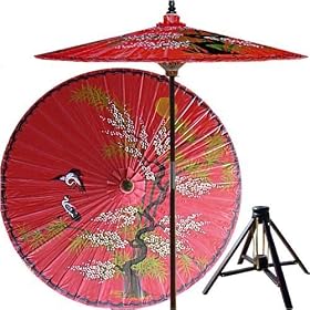 Japanese Garden Decor - 84 Asian Splendor Oriental Patio Umbrella ( Dragon Red ) by ORIENTAL FURNITURE