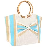 tote bags for school Magid Wooden Handle Straw Beac