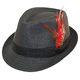 Unisex Structured 100% Paper Straw Black Feather Band Fedora Hat