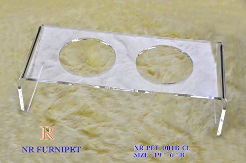 NR Crystal Clear Pet Feed Dining Table with Two Bowl 001 for Dog and Cat (Clear, Large)