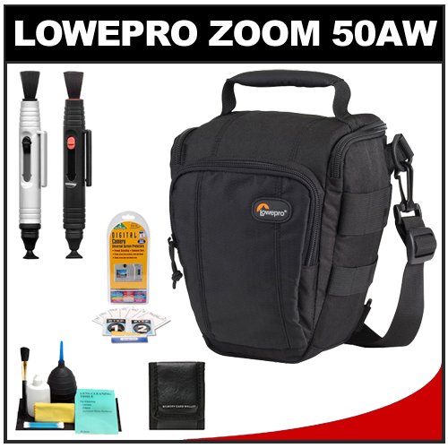 Lowepro Toploader Zoom 50 AW Digital SLR Holster Camera Bag/Case (Black) with Lenspen + Accessory Kit