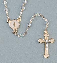 Rosary - First Communion - 5mm Clear Beads - Chain and Chalice - IMPORTED FROM ITALY