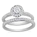 1 1/2ct Pave Diamond Bridal Engagement Ring Set in 14k White Gold (GH I1)