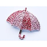Rose Pink Sparkle Crystal Rhinestone Embedded Umbrella Fashion Custom Pin Brooch