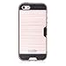 iPhone 5S, iPhone 5, Dual-layer Heavy Duty Matte Rugged Protective Cover Case with Credit Card Slot Holder for Apple iPhone 5 iPhone 5S by Cazle (Rose Gold)