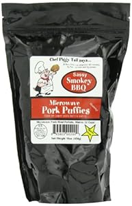 Chef Piggy Tail Microwave Pork Puffies Pork Rinds, Smokey BBQ, 16 Ounce