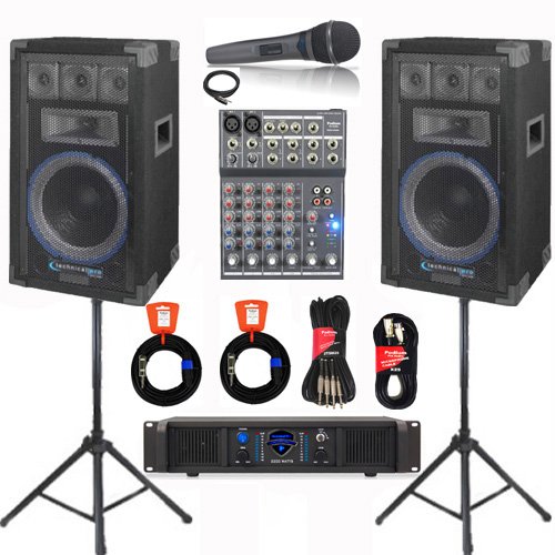 VRTX10 Speakers, Amp, Mixer, Mic and More Technical Pro PA DJ Set New VRTX10SET5 On Sale