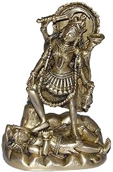 Hindu Goddess Kali Brass Sculpture 5 x 2.75 x 7.5 inches